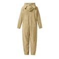 thumbnail image 6 of BFHHYA Kids' Fleece Onesie Sleepwear Sherpa Fuzzy Zip-Up Bear-Ear Hooded Jumpsuit Long Sleeve Lounge Romper Sleepwear with Pockets(5-15Y), 6 of 6