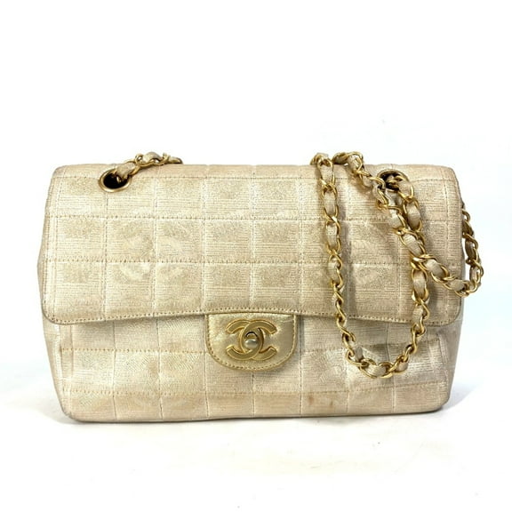 Pre-Owned Chanel CC Mark CC Double Chain Crossbody Shoulder Bag Beige (Fair)