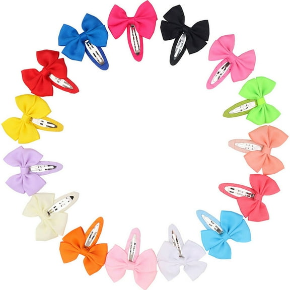 COSMOBETTY 12Pcs Cloth Snap Hair Clips Bowknot For Toddler Girls Hair Styling All Seasons