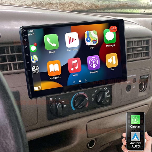 Eforcase 4 64G Android Car Stereo for Ford F250 F-350 1999-2004 with Wireless Carplay Android Auto, 10.1'' Screen Car Radio with GPS/Bluetooth/FM RDS/EQ/Wi-Fi Mirror Link Backup Camera