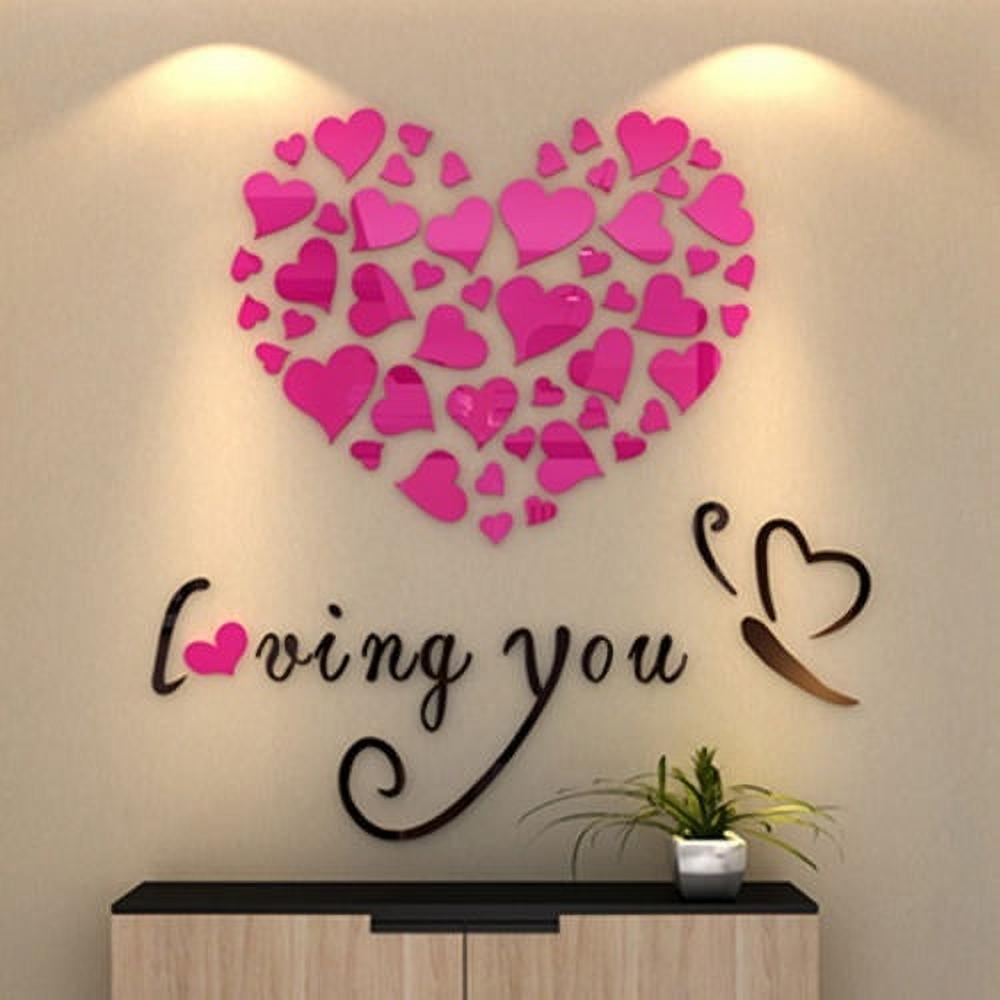 Modern DIY 3D Mirror Love Decor Quote Flower Wall Stickers Decal Home Art Decor