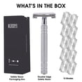 thumbnail image 4 of General Double Edge Safety Razor, Single Blade razor for Men & Women, Shaving Razor with 10 Razor Blade, Metal Razor - Silver, 4 of 18