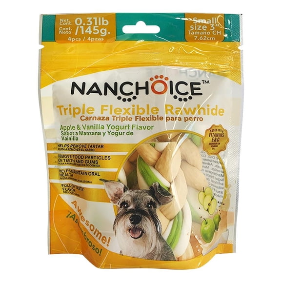Carnaza saborizada para perro Nanchoice Trenza manzana vainilla 145 gr
