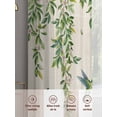 thumbnail image 6 of Spring Botanical Sheer Curtains 45 Inch Length 2 Panels Set Window Treatments, Watercolor Leaves Flowers Birds Beige Rod Pocket Semi Curtains for Living Room/Bedroom/Kitchen Décor, 104"W x 45"L, 6 of 7