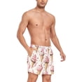 thumbnail image 4 of FORMRS Mens Swim Trunks Mesh Liner Quick Dry Casual Beach Board Shorts with Pockets, Sizes S-2XL, Pink Ice Cream Pattern, 4 of 9