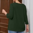 thumbnail image 5 of Lenpel Plus Size Tops for Women 3/4 Length Sleeve Criss Cross V Neck T Shirts Loose Tunic Blouses Soft Casual Tees(Green,X-Large), 5 of 6