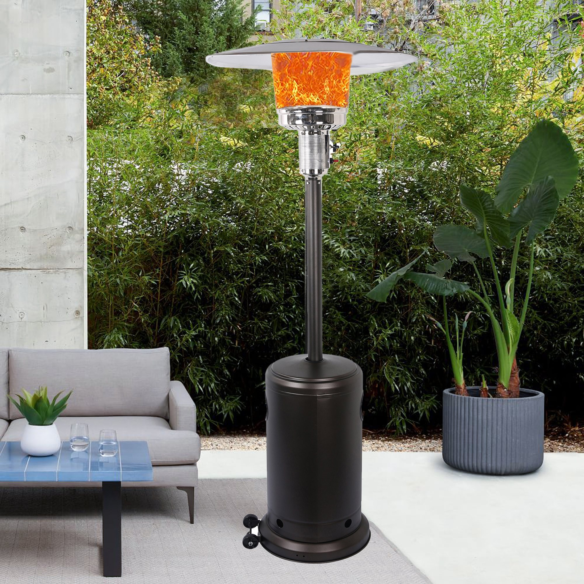 47,000 BTU Patio Heater, Outdoor Heater with Wheels and Adjustable