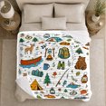 thumbnail image 5 of Whimsical Camping Adventure Doodle Pattern Deer Tents Outdoor, Rustic Camping Scene, Warm Flannel Blanket for Cabin and Lodge, Outdoor Lovers Valentine's Day Gift, Rustic Home Decor, 5 of 9