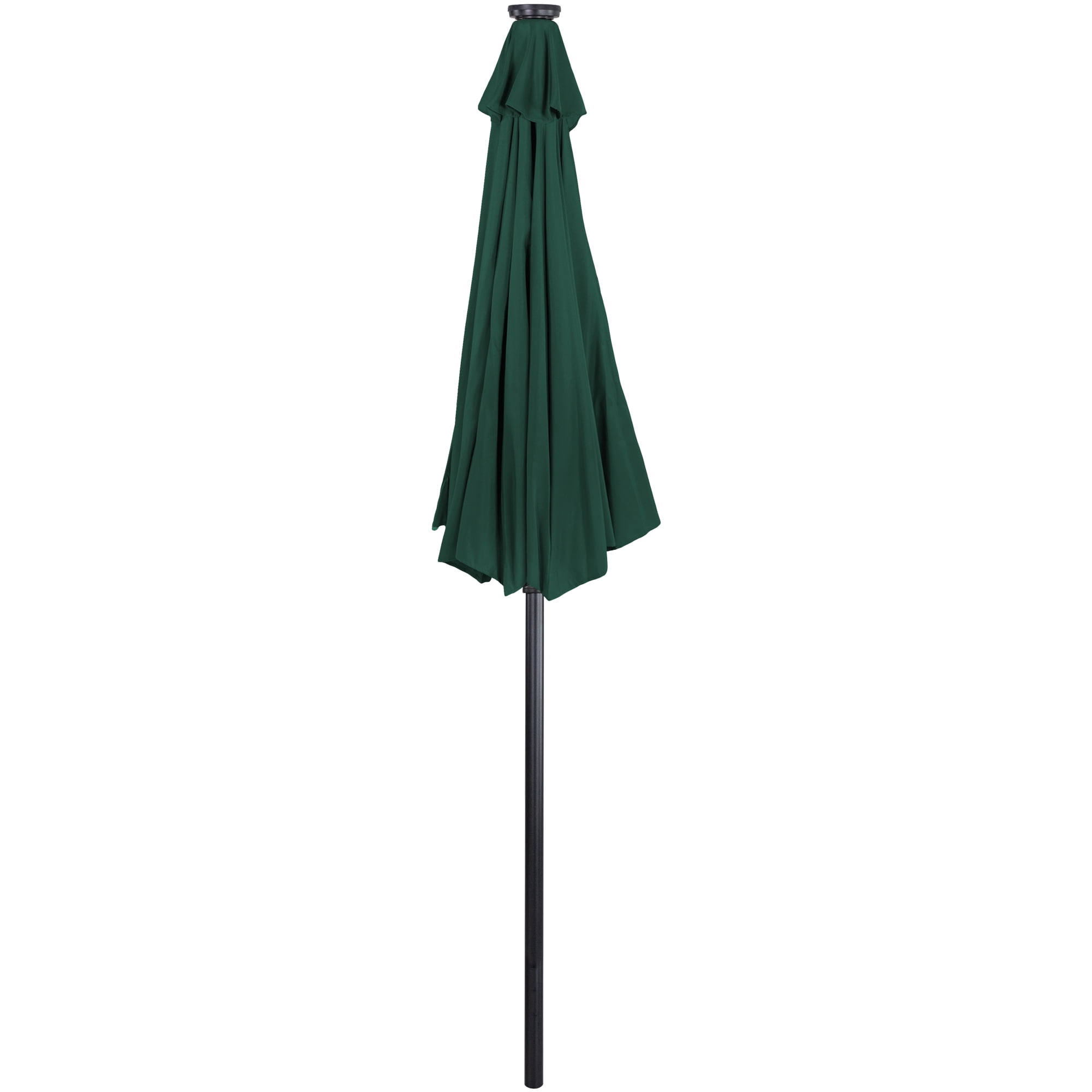 Northlight 9ft Solar Lighted Outdoor Patio Market Umbrella with Hand Crank and Tilt, Hunter Green