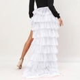 thumbnail image 5 of PNTUTB Women's Fashion Solid Color Multi-Layer Tulle Lightweight High Slit Asymmetrical Ankle Length Skirt, 5 of 6