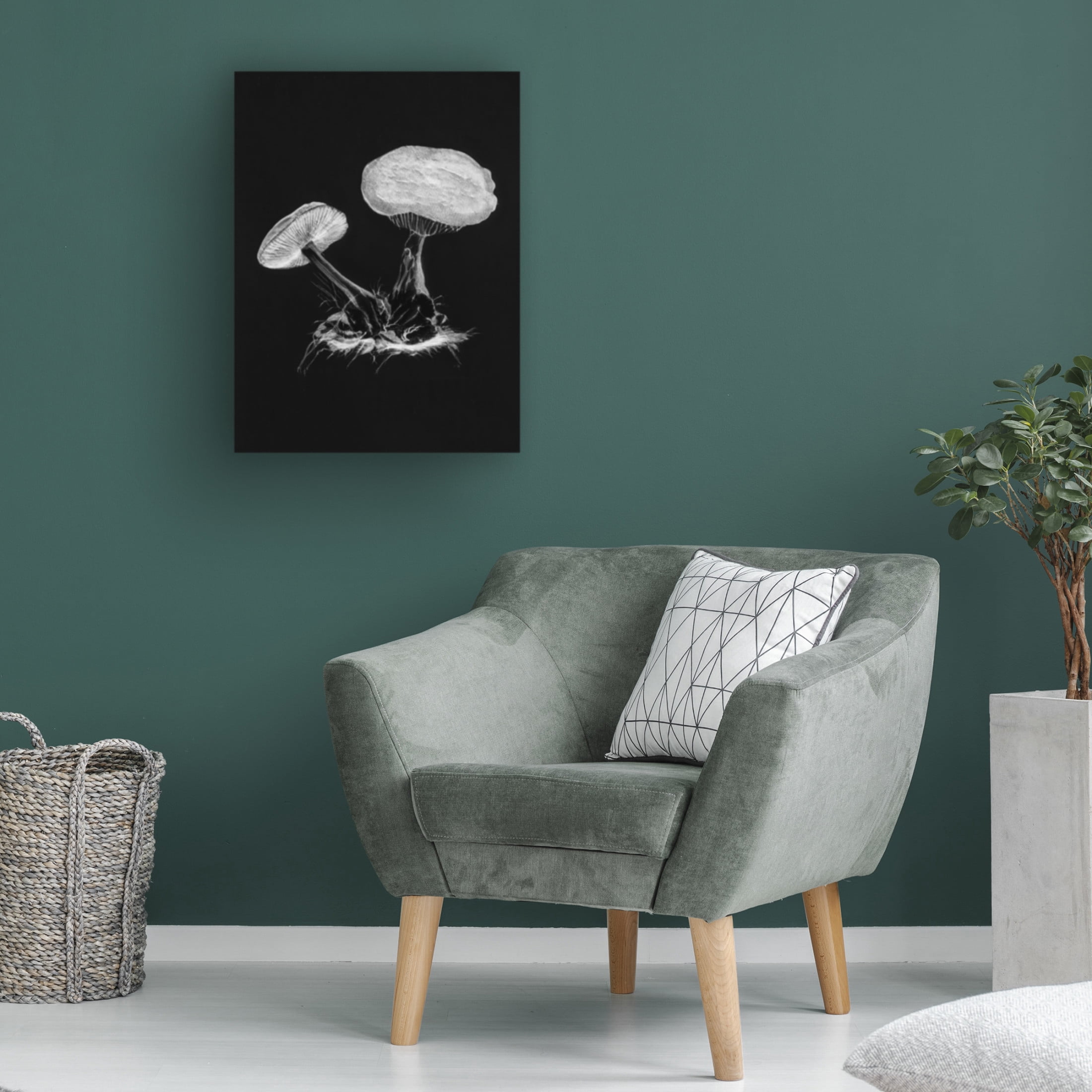 Trademark Fine Art Pictufy Vintage Violet Webcap Mushroom Dark BW Canvas Wall Art