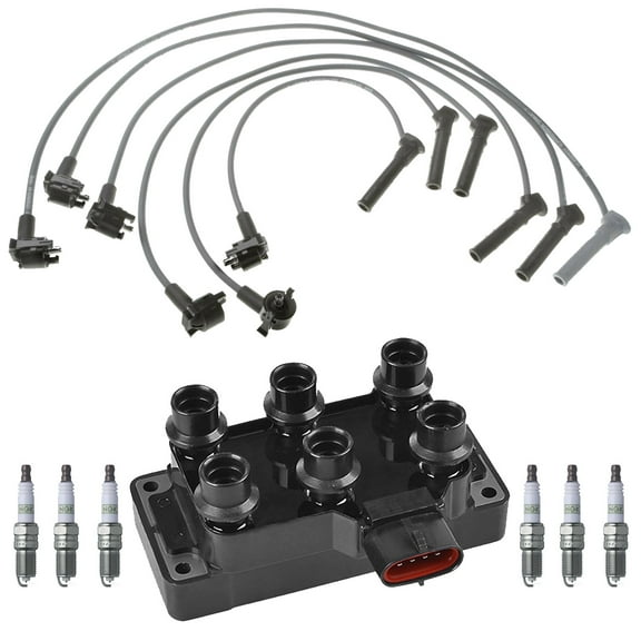 ISA Ignition Coil, Wireset and 6 NGK Platinum Spark Plugs Compatible with 2002-2005 Ford Explorer 4.0L V6 Replacement for FD480