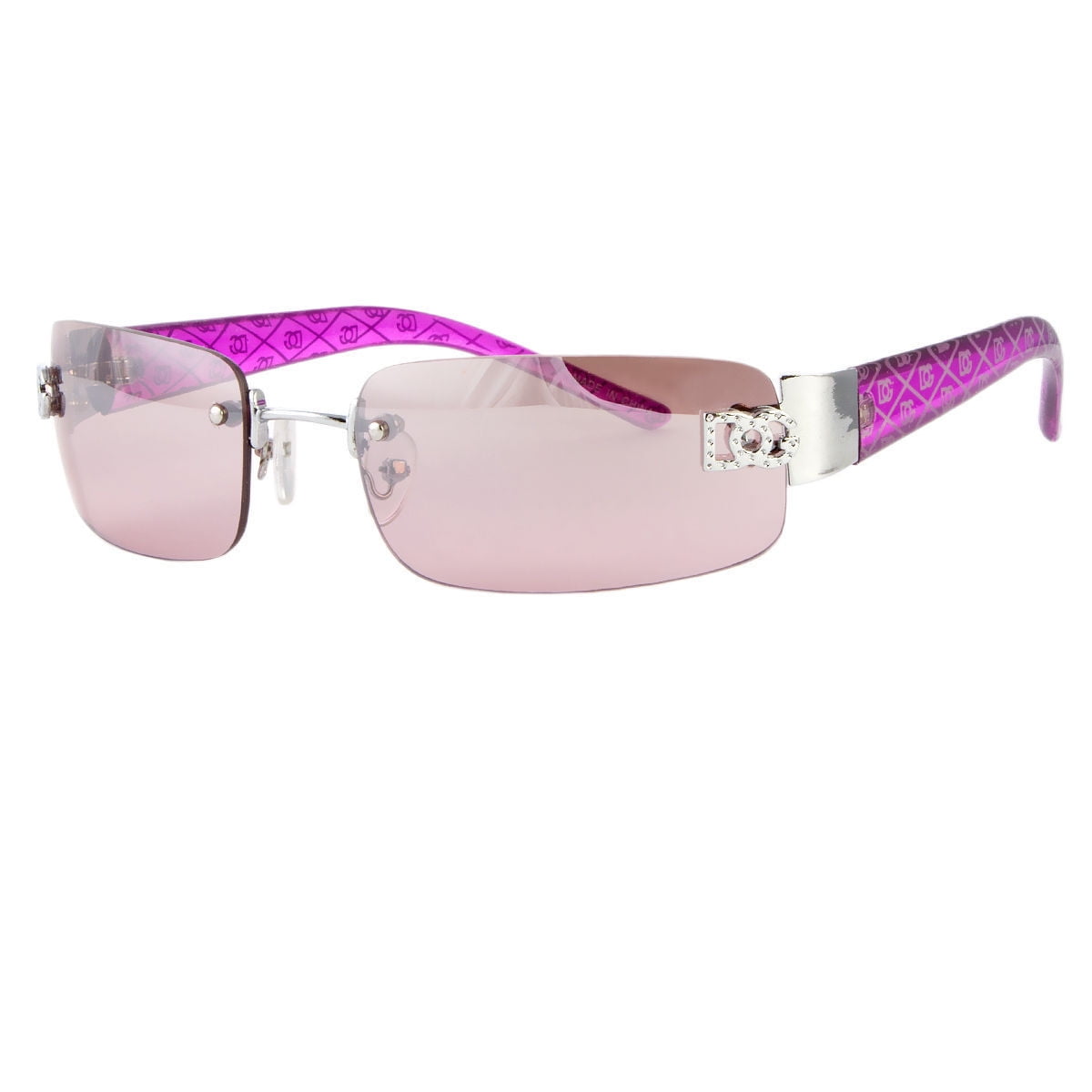 New DG Small Rimless Womens Sunglasses Shades Pink Designer Fashion Wrap Around 