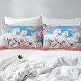 thumbnail image 4 of Erosebridal White Horse King Size Sheet Sets Chic Cherry Blossoms Sheets, Pink Blue White Bed Set Cartoon Galloping Horse Bed Sheets Set, Japanese Fitted Sheet, 4 of 5