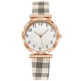 thumbnail image 3 of Ladies Retro Fashion Luminous Watch Plaid Strap Quartz Watch, 3 of 9