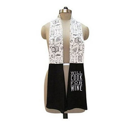 New Demdaco Fashion n Function Cotton Kitchen Tea Towel Boa, Will Cook for Wine