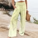 thumbnail image 1 of Puntoco Pantalones Rectos De Cintura Alta Con Bolsillo Y Cintura Elástica Elásticos Estampados No Posicionados Informales Para Mujer Amarillo Xl, 1 of 5