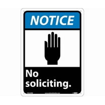 NMC Signs Nga20Rb, Notice No Soliciting Sign, 14 X 10, Rigid Plastic .050