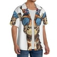 thumbnail image 3 of Salouo American Giraffe Style Pattern Cuban Collar Shirts for Men Button-Down Shirt Men's Short Sleeve Shirts Hawaiian Shirts Casual Shirts -3X-Large, 3 of 6