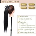 thumbnail image 5 of MY-LADY 20 inch Straight 100% Remy Human Hair Ponytail Extension For Women Straight Binding Tie up Ponytail Wrap #01 Jet Black, 5 of 8
