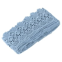 Uxcell Cotton Lace Trim Vintage Crochet 3 inch x 4.8 yard Light Blue Stretch Lace Edge Ribbon