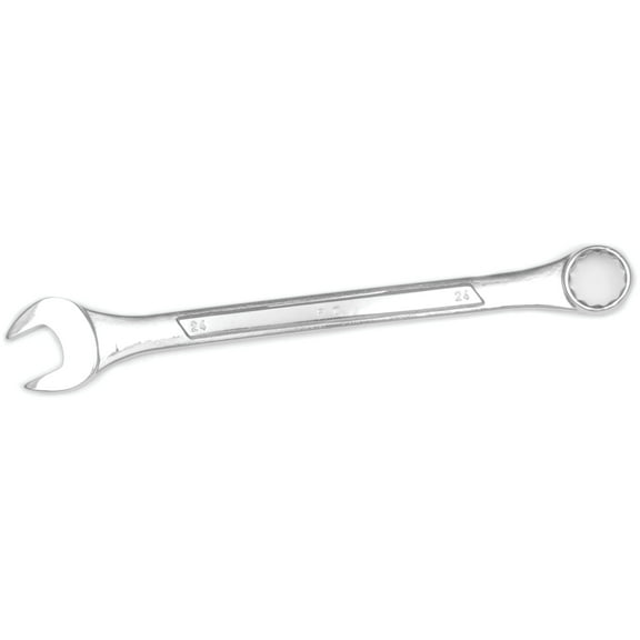 Performance Tool W368C 24mm Combination Wrench, Drop-Forged Chrome Alloy Steel, Satin Chrome Finish, Rounded Box End