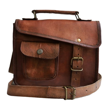 - MNI small Leather messenger bag shoulder bag cross body vintage messenger bag for women & men satchel (9 x 11)