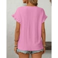 thumbnail image 5 of Eyelet Tops for Women Summer 2025 Scoop Neck Cute Ruffled Short Sleeve T-Shirts Elegant Sweet Lady Tunic Blouses Shermie, 5 of 6