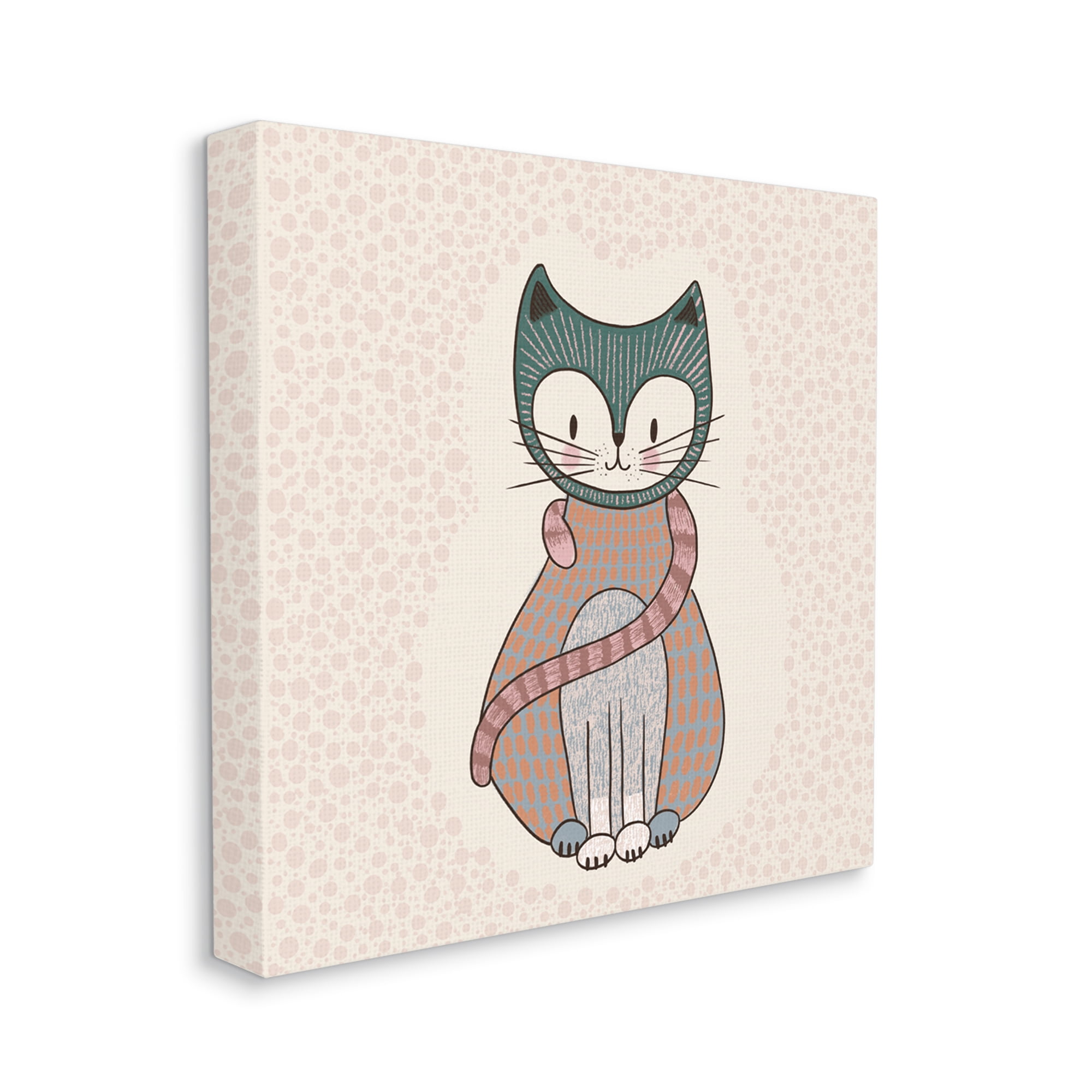 Stupell Industries Speckled Kitty Cat Patterned Shapes Animal Design Graphic Art Gallery Wrapped Canvas Print Wall Art, Design by Birgit Maria Kiennast