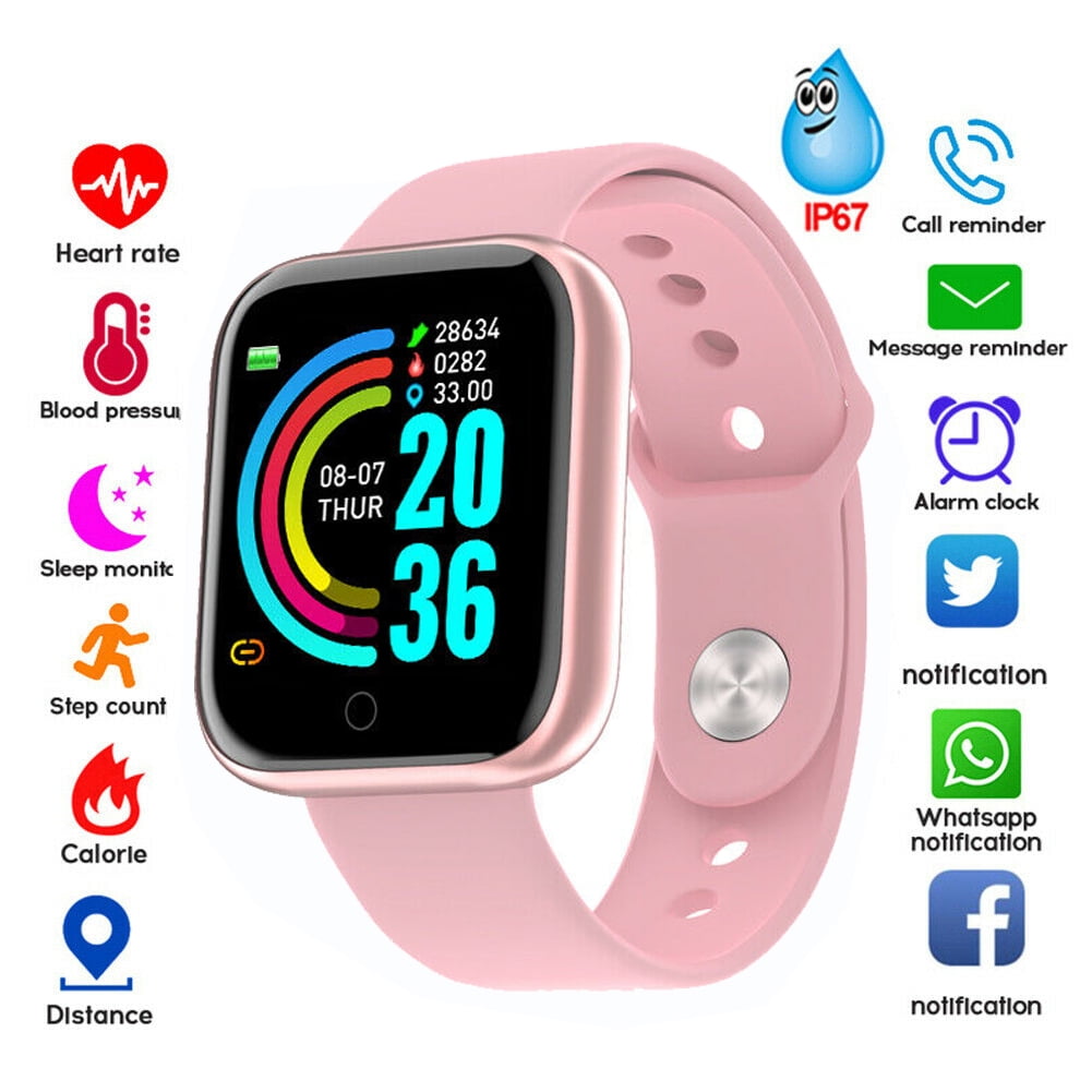 Amerteer Smart Watch, Fitness Tracker with Heart Rate Monitor, IP67 Waterproof Fitness Watch with Pedometer, Smartwatch Compatible iOS, Android for Men, Women, Pink - Walmart.com