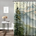 thumbnail image 2 of Awypu Watercolor Mountain Landscape Waterproof Shower Curtain, Durable and Washable, Multiple Sizes Available White, 2 of 7