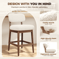 thumbnail image 5 of Hawsaiy Counter Height Bar Stools Set of 4, Mid Century Modern Boucle Barstools with Solid Wood Frame, Upholstered Kitchen Island Stools with Backrest & Footrest, White, 5 of 13