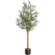 thumbnail image 1 of 5ft (60in) artificial olive tree: faux silk olive trees para home, oficina, y sala de estar indoor decor, potted con natural wood trunk y lifelike fruits, 1 of 6