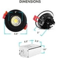 thumbnail image 6 of Luxrite 6-Pack 3 inch LED Gimbal Recessed Lighting with J-Box 3 Color Options 8W 600 Lumens Dimmable Damp Rated - Black, 6 of 8