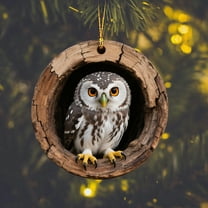 Animal Christmas Ornament, Owl Ornaments for Christmas Tree, 2D Acrylic Forest Owl Raccoon Animal Hanging Ornaments for Christmas Tree Holiday Party Gifts Decoration