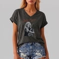 thumbnail image 2 of JCCXIN Dolly Portrait T Shirts For Women Short Sleeve V-Neck Country Music Star Parton Vintage Graphic Tees, 2 of 5