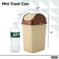 thumbnail image 6 of Superio 1.25 Gal Mini Plastic Trash Can with Swing Top Lid Small Waste Bin for Countertop, Desk, Vanity, Bathroom 5 Quart (Beige/Brown), 6 of 6