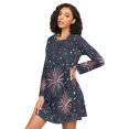 thumbnail image 3 of FORMRS Womens Long Sleeve Nightgowns Crew Neck Sleep Shirt Soft Pajamas Sizes S-3XL, Red and White Fireworks Pattern, 3 of 8