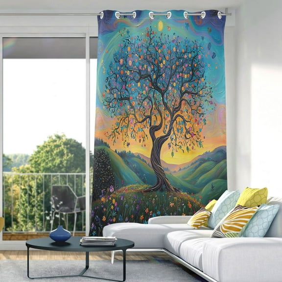 Blackout Curtains Window Curtain for Bedroom Living Room 1 Panel 82"x42" Whimsical Tree Of Life