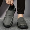 thumbnail image 6 of Men's Leather Loafers Comfortable Casual Slip-On Round Toe Shoes Hand-Stitched Non-Slip Daily Driving Office Walking Shoes Gray 8.5 US, 6 of 7