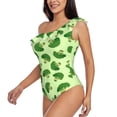 thumbnail image 3 of Picia Broccoli Vegetables Pattern Women's One Piece Swimsuits,One Shoulder Swimwear Asymmetric ,Ruffle Monokinis Bathing Suits,High Waisted Flattering Bathing Suits-Small, 3 of 8