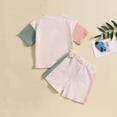 thumbnail image 4 of Atogsazn Baby Boy Summer Clothes Set Toddler Colorblock Short Sleeve T-shirt and Shorts Drawstring 2Pcs Outfit Fashion C-Pink 18-24 Months, 4 of 9