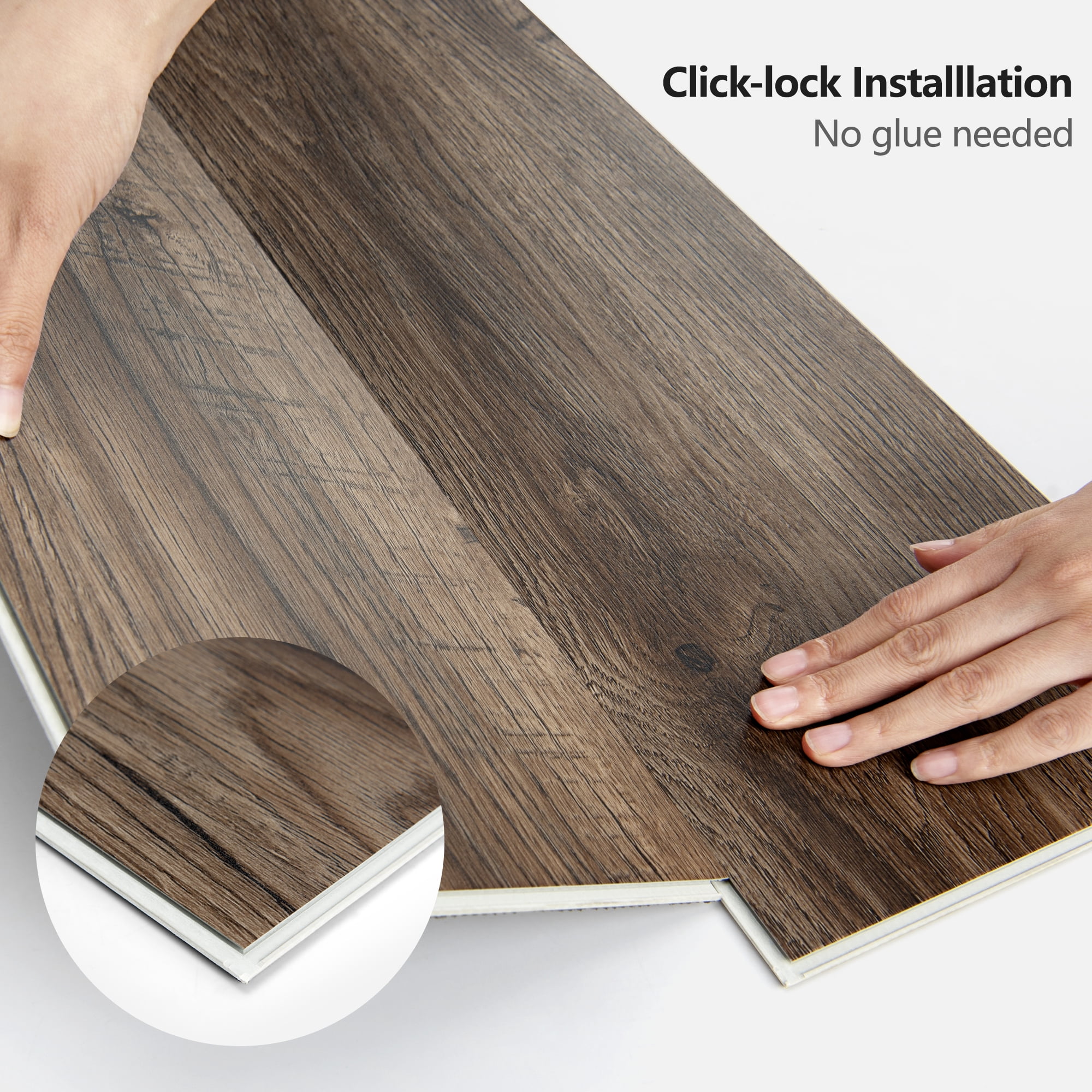 Art3d 48''x7.2'' 10Pcs Interlocking Luxury Vinyl Flooring Tile, SPC Rigid Core Wood-Look Floor Plank,24 Sq.ft.