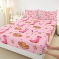 thumbnail image 3 of Homewish Girly Pink Boot Twin Sheet Sets for Girl, Cartoon Western Cowgirl Hat Twin Fitted Sheet, Hippie Sheep Skeleton Flat Sheet, uper Cozy Room Decor, 3-Piece, 3 of 7