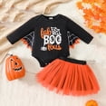 thumbnail image 5 of Likimi Infant Baby Girls Hallowmas Dress With Lace Crew Neck Long Sleeve Halloween Letter Print For Party Fashion Dresses Size 6-9 Months, 5 of 6