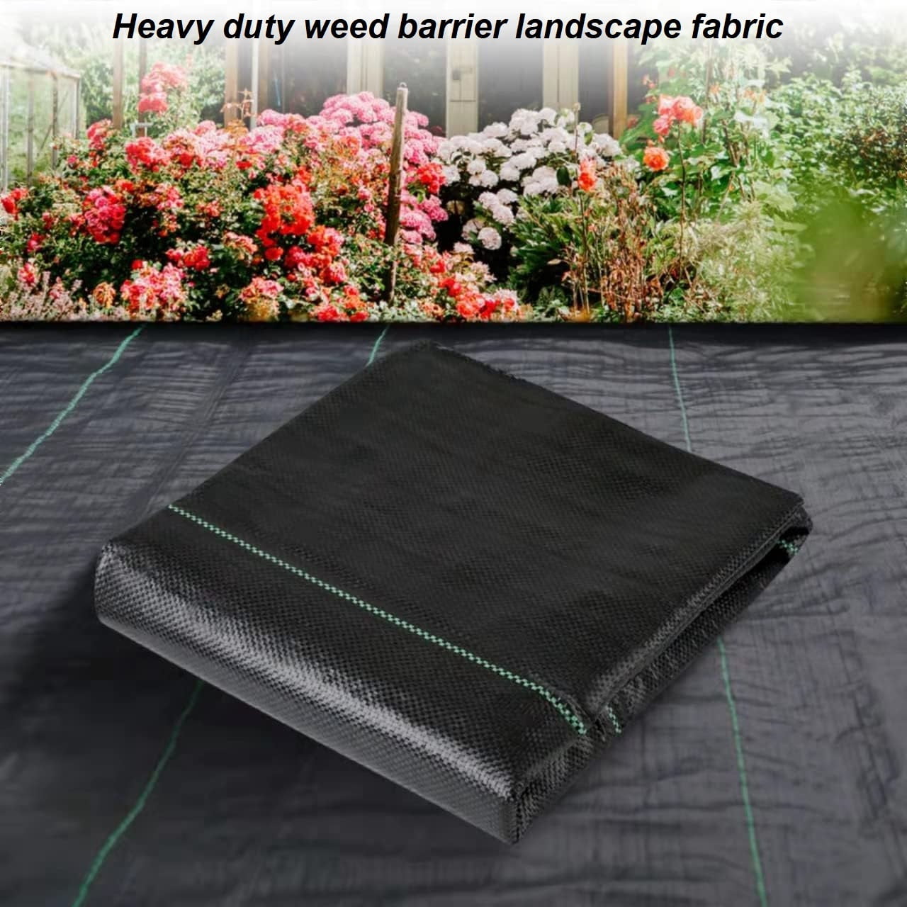 4x100ft Weed Barrier Landscape Fabric, Heavy Duty 3.2oz Ground Cover Weed Control Geotextile Fabric with Garden Staples Weed Block Gardening Mat Landscape Fabric