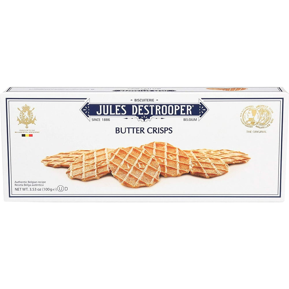 Jules Destrooper Butter Crisps, Belgian Butter Wafer Cookies, 3.5Ounce Box (Pack of 12