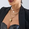 thumbnail image 4 of SIfdSeng Collier de Perles multi-Couches Imitation Perle Collier Amour Exagéré Collier Rétro, 4 of 7