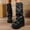 Black, variant on Amzcrzy Knee High Boots Women Women's Fashionable Casual Winter Style Knee-High Trouser Boots Solid Color Round Toe Thick Bottom Knee-High Boots Thigh High Boots Women's Boots Boots for Women