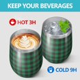 thumbnail image 4 of 12oz Stemless Wine Tumblers Green Black Checkerboard Checkered Pattern Vacuum Insulated Stainless Steel Travel Tumbler Cups Mug with Lid and Straw for Champaign,Cocktail,Beer with Cleaning Brush, 4 of 5